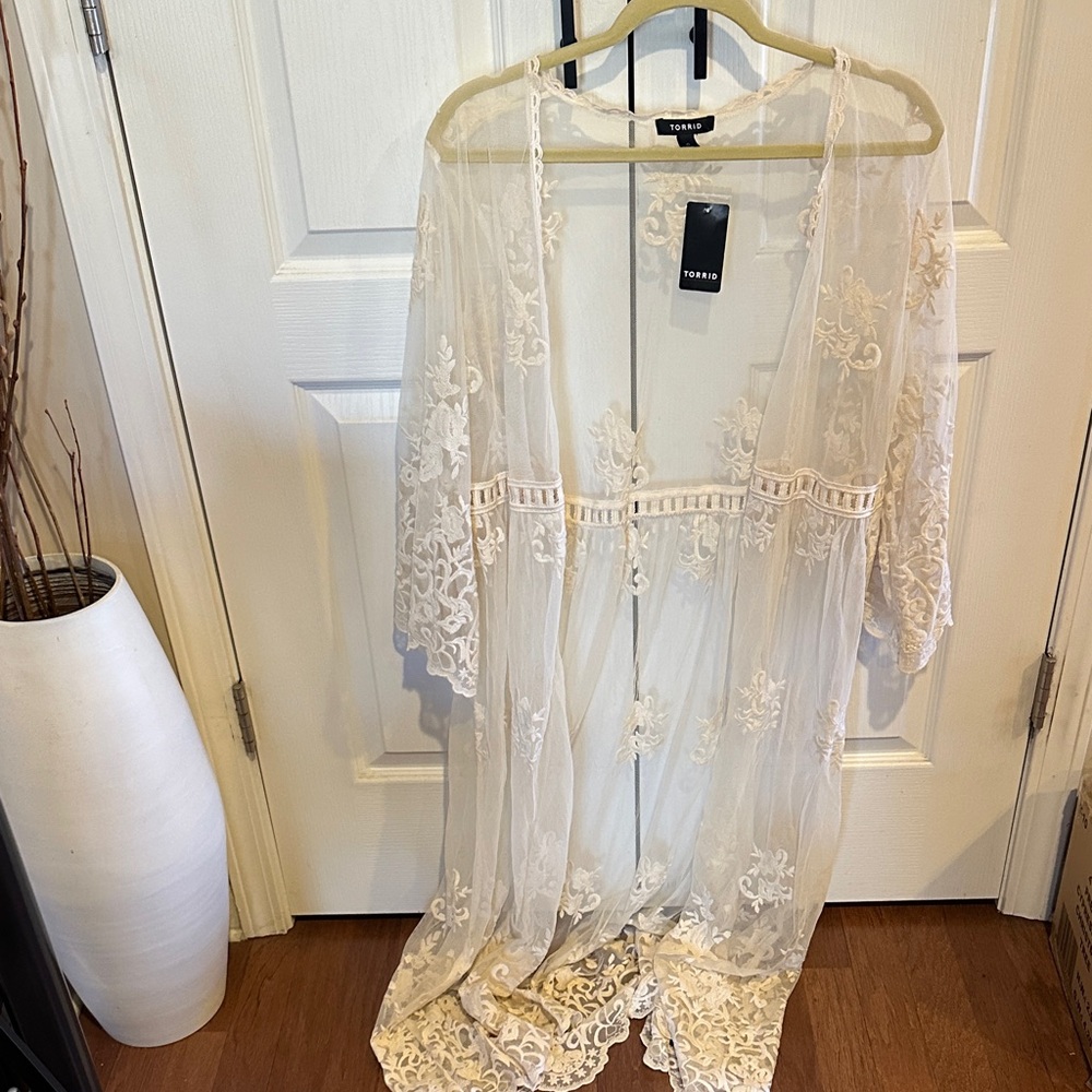 Torrid Cream Lace Duster